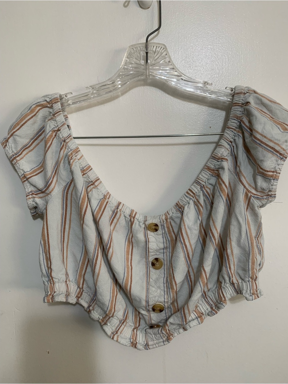 Aeropostale XL Striped Linen Blend Crop Top Coastal Boho Vacation